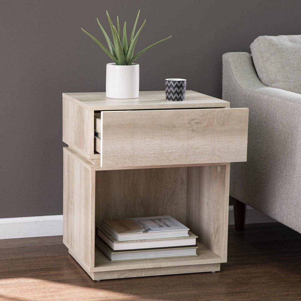 24" Brown Manufactured Wood Rectangular End Table With Drawer With Shelf - Homeroots - Flyclothing LLC