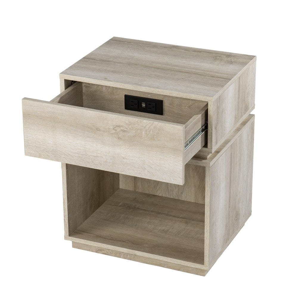24" Brown Manufactured Wood Rectangular End Table With Drawer With Shelf - Homeroots - Flyclothing LLC