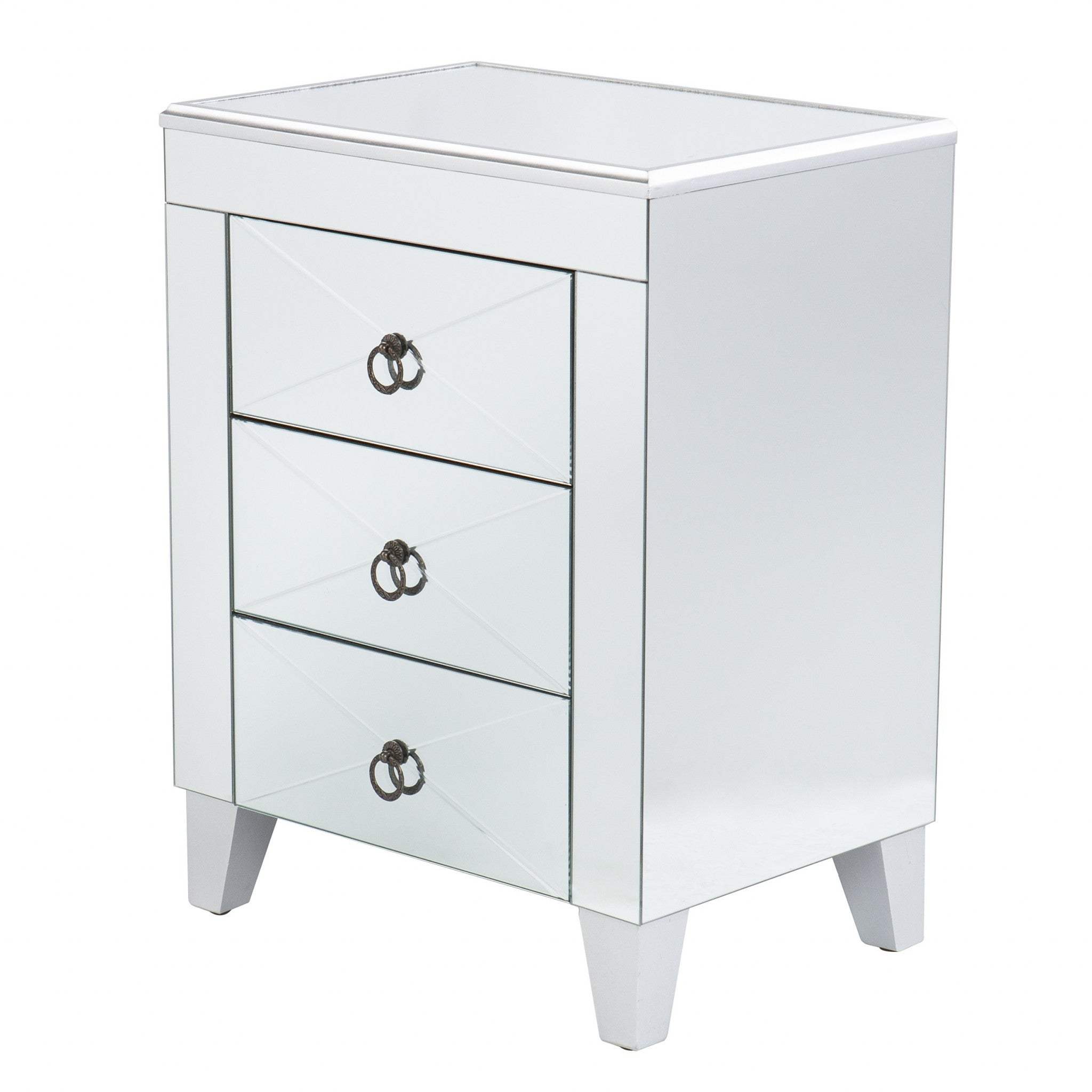 26" Silver End Table With Three Drawers - Homeroots - Flyclothing LLC