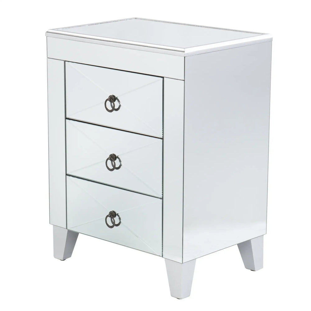 26" Silver End Table With Three Drawers - Homeroots