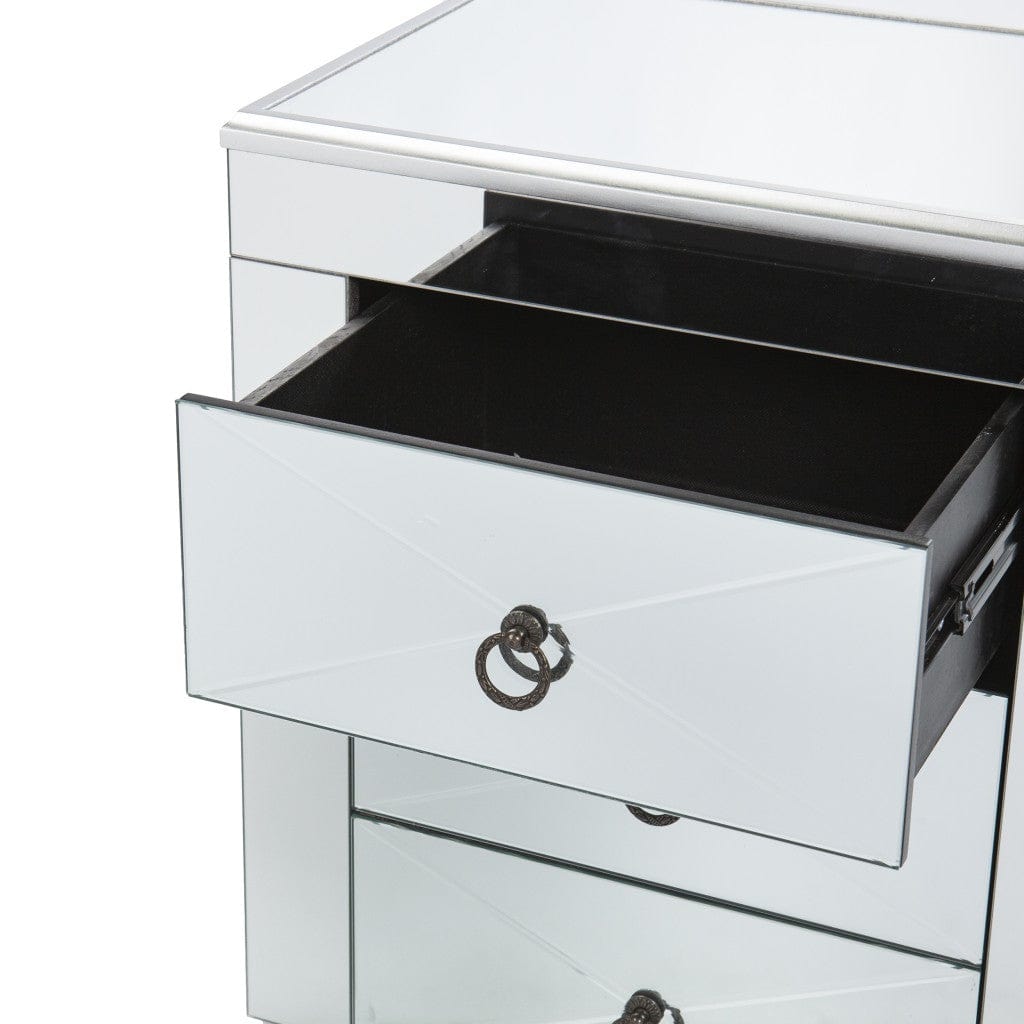 26" Silver End Table With Three Drawers - Homeroots - Flyclothing LLC