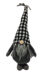 Black and White Buffalo Plaid Standing Gnome - Homeroots