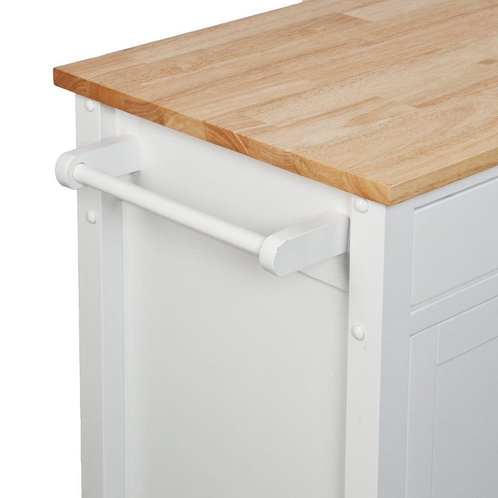 White and Natural 42" Rolling Kitchen Cart With Storage - Homeroots - Flyclothing LLC