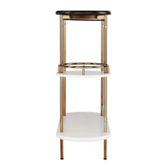 Gold Black and White Metal Oval Bar Cart With Wine Storage - Homeroots