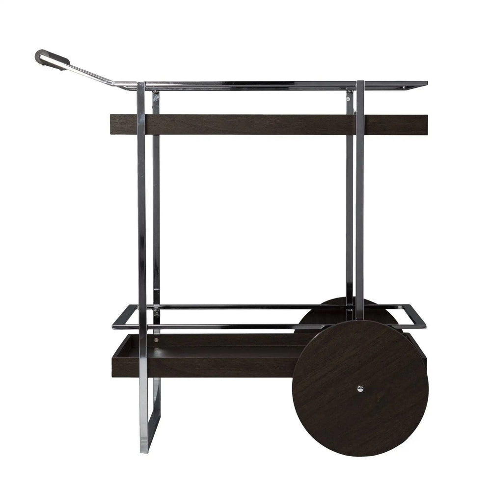 Brown and Silver Iron Rolling Bar Cart - Homeroots - Flyclothing LLC