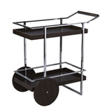 Brown and Silver Iron Rolling Bar Cart - Homeroots