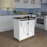 White and Brown 35" Rolling Kitchen Cart - Homeroots - Flyclothing LLC