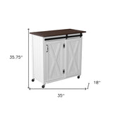 White and Brown 35" Rolling Kitchen Cart - Homeroots - Flyclothing LLC