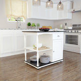 Black and White and Black 39" Rolling Kitchen Island With Storage - Homeroots - Flyclothing LLC