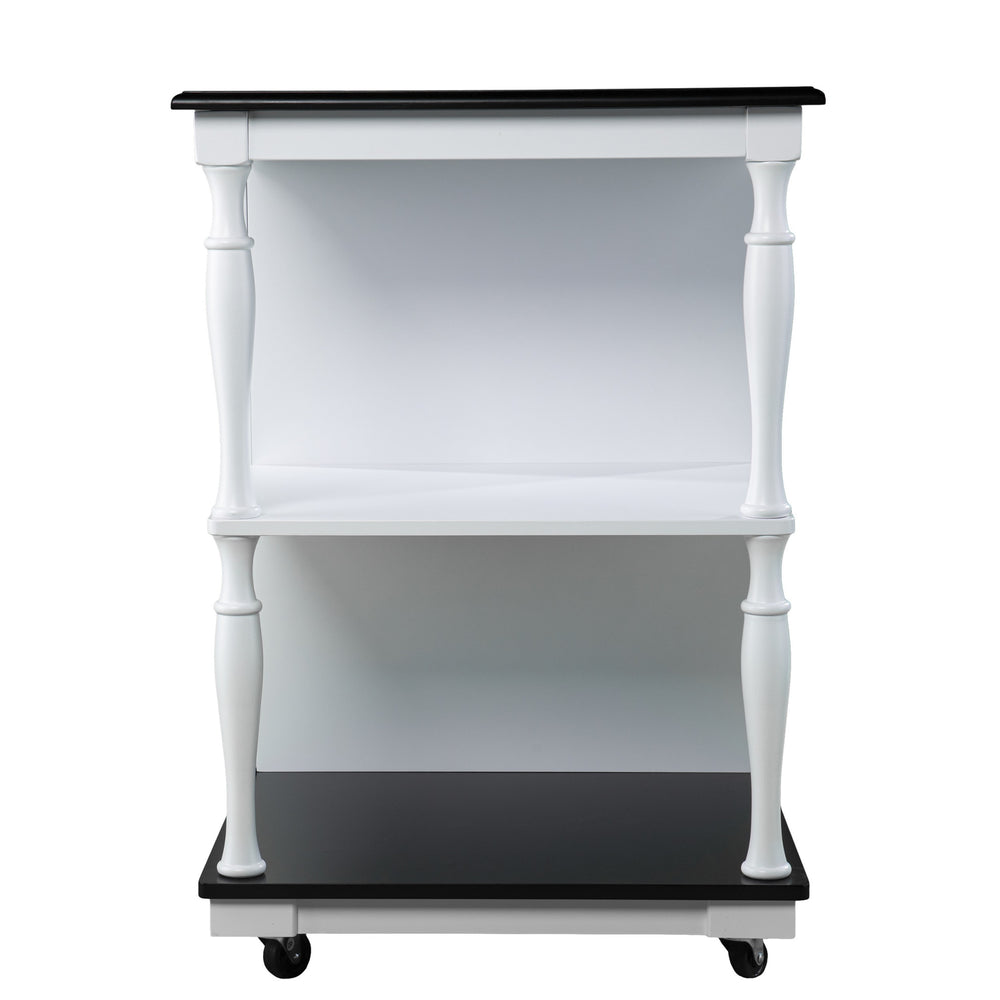 Black and White and Black 39" Rolling Kitchen Island With Storage - Homeroots - Flyclothing LLC