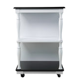 Black and White and Black 39" Rolling Kitchen Island With Storage - Homeroots - Flyclothing LLC