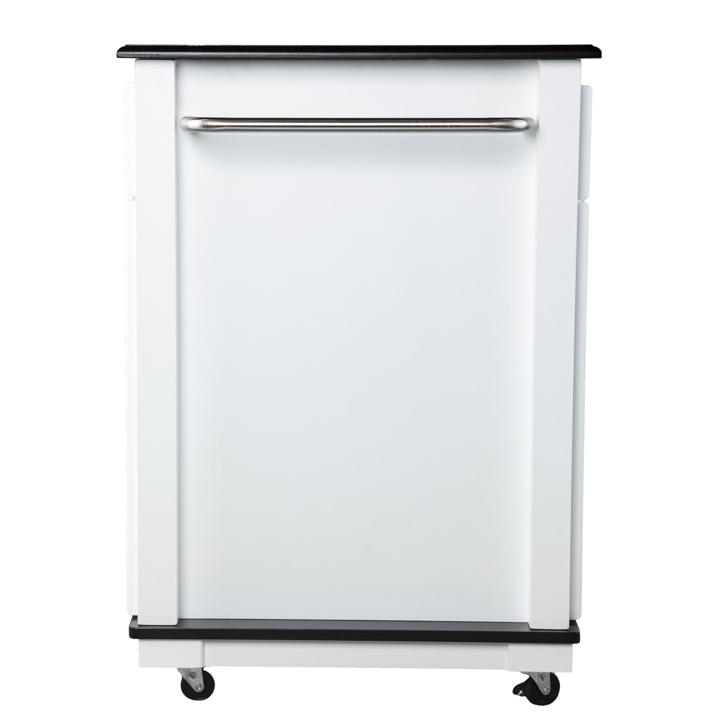 Black and White and Black 39" Rolling Kitchen Island With Storage - Homeroots - Flyclothing LLC