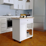 Gray and Natural 35" Rolling Kitchen Island With Storage - Homeroots - Flyclothing LLC