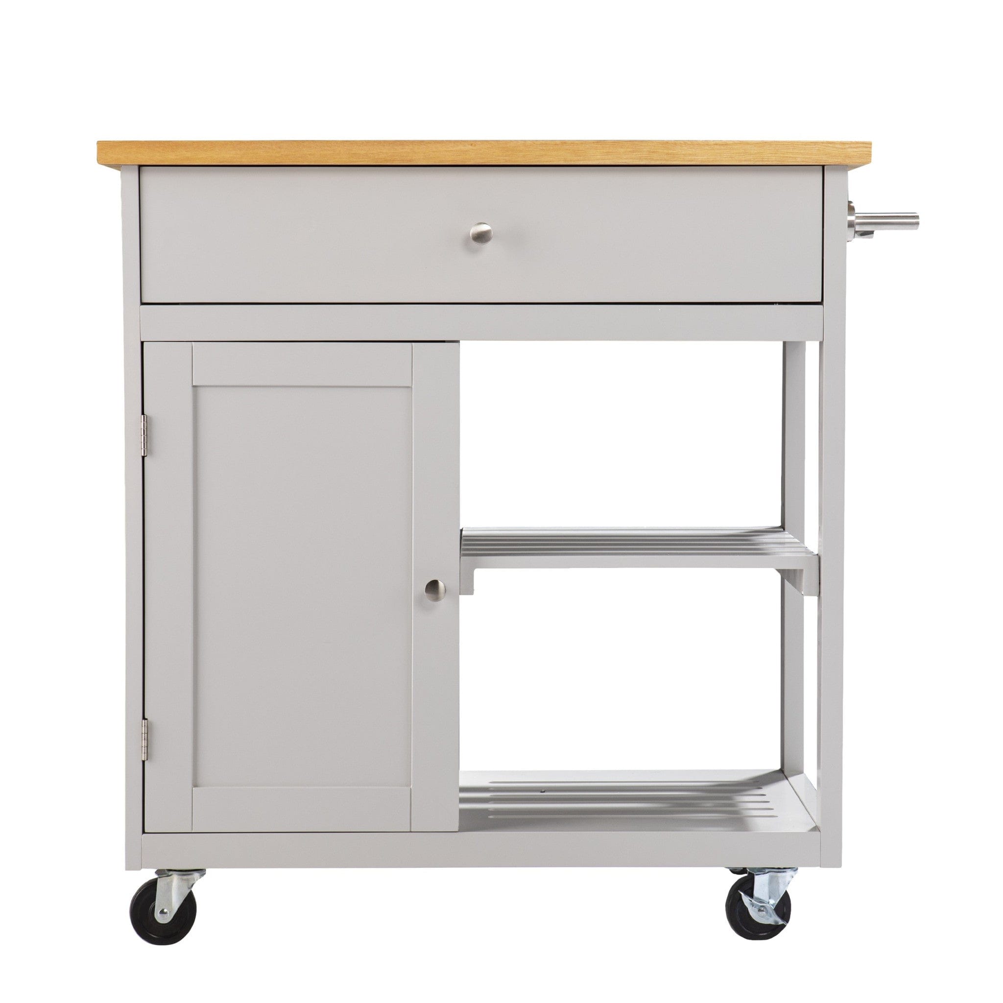 Gray and Natural 35" Rolling Kitchen Island With Storage - Homeroots