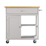 Gray and Natural 35" Rolling Kitchen Island With Storage - Homeroots