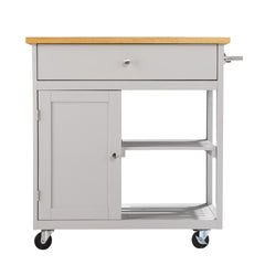 Gray and Natural 35" Rolling Kitchen Island With Storage - Homeroots