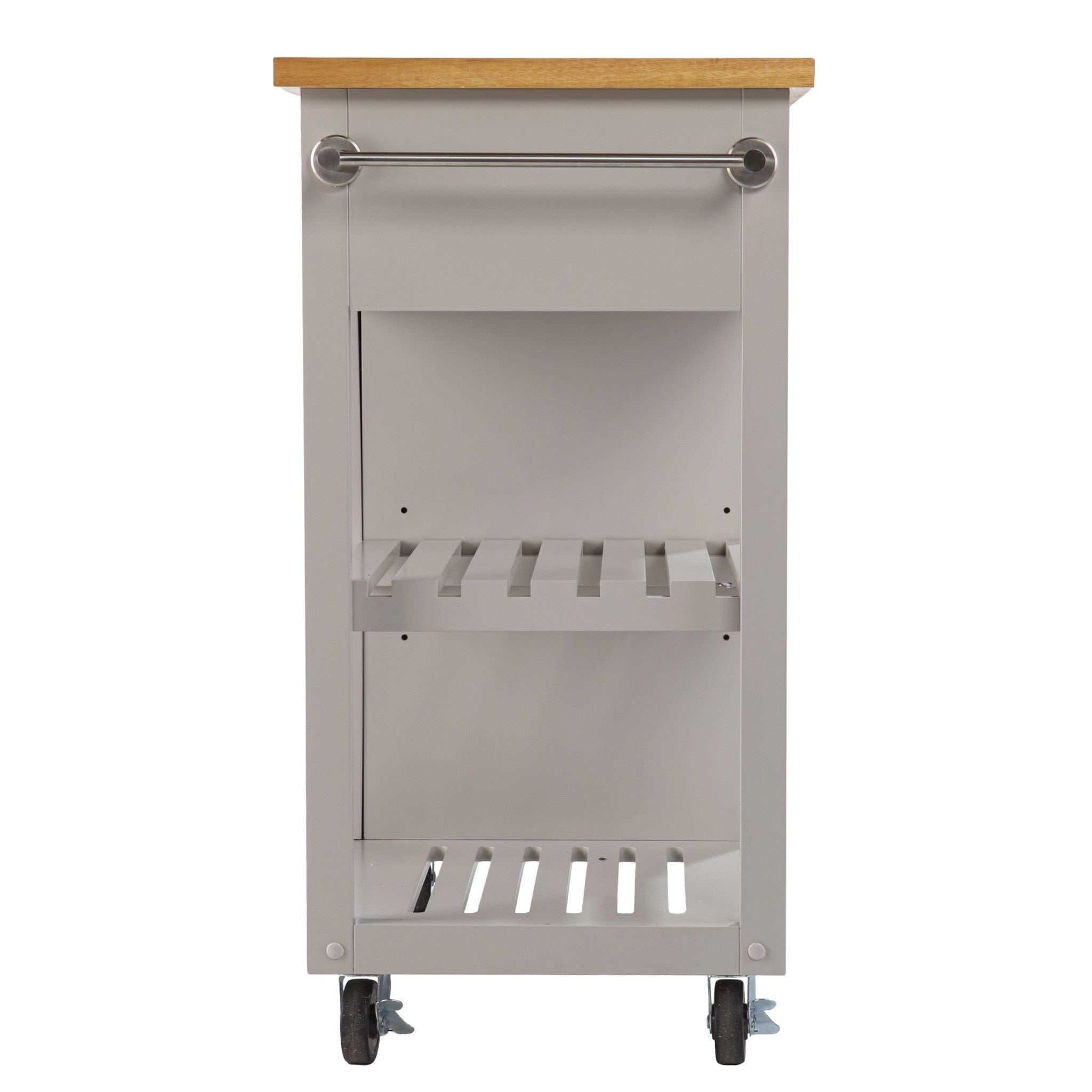 Gray and Natural 35" Rolling Kitchen Island With Storage - Homeroots