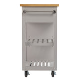 Gray and Natural 35" Rolling Kitchen Island With Storage - Homeroots