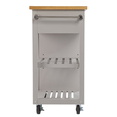 Gray and Natural 35" Rolling Kitchen Island With Storage - Homeroots