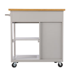 Gray and Natural 35" Rolling Kitchen Island With Storage - Homeroots