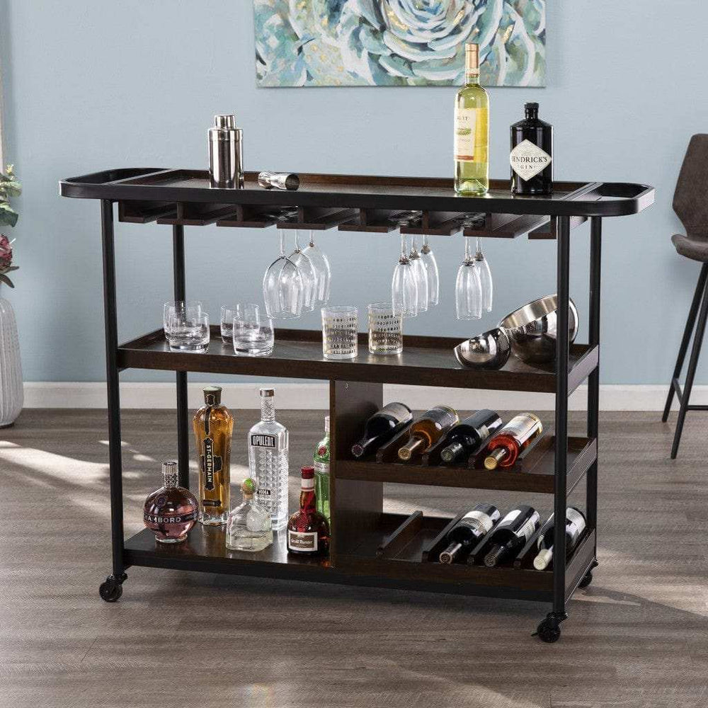 Brown Rolling Bar Cart - Homeroots - Flyclothing LLC