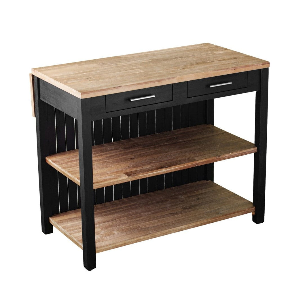 Black and Natural 44" Kitchen Island With Storage - Homeroots - Flyclothing LLC