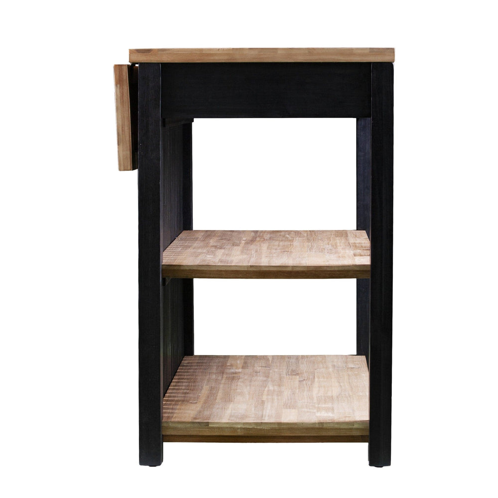 Black and Natural 44" Kitchen Island With Storage - Homeroots - Flyclothing LLC