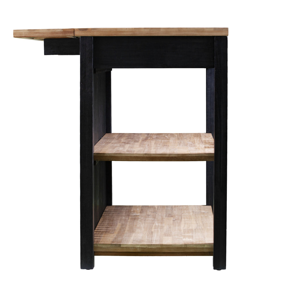 Black and Natural 44" Kitchen Island With Storage - Homeroots - Flyclothing LLC