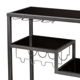 Black and Gray Glass Rolling Bar Cart With Wine Storage - Homeroots