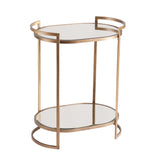 Gold and Silver Metal And Mirrored Glass Bar Cart - Homeroots
