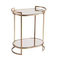 Gold and Silver Metal And Mirrored Glass Bar Cart - Homeroots