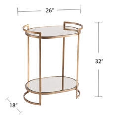 Gold and Silver Metal And Mirrored Glass Bar Cart - Homeroots