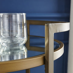 Gold and Silver Metal And Mirrored Glass Bar Cart