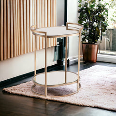 Gold and Silver Metal And Mirrored Glass Bar Cart - Homeroots