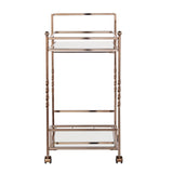 Champagne Metal And Mirrored Glass Rolling Bar Cart With Wine Storage - Homeroots