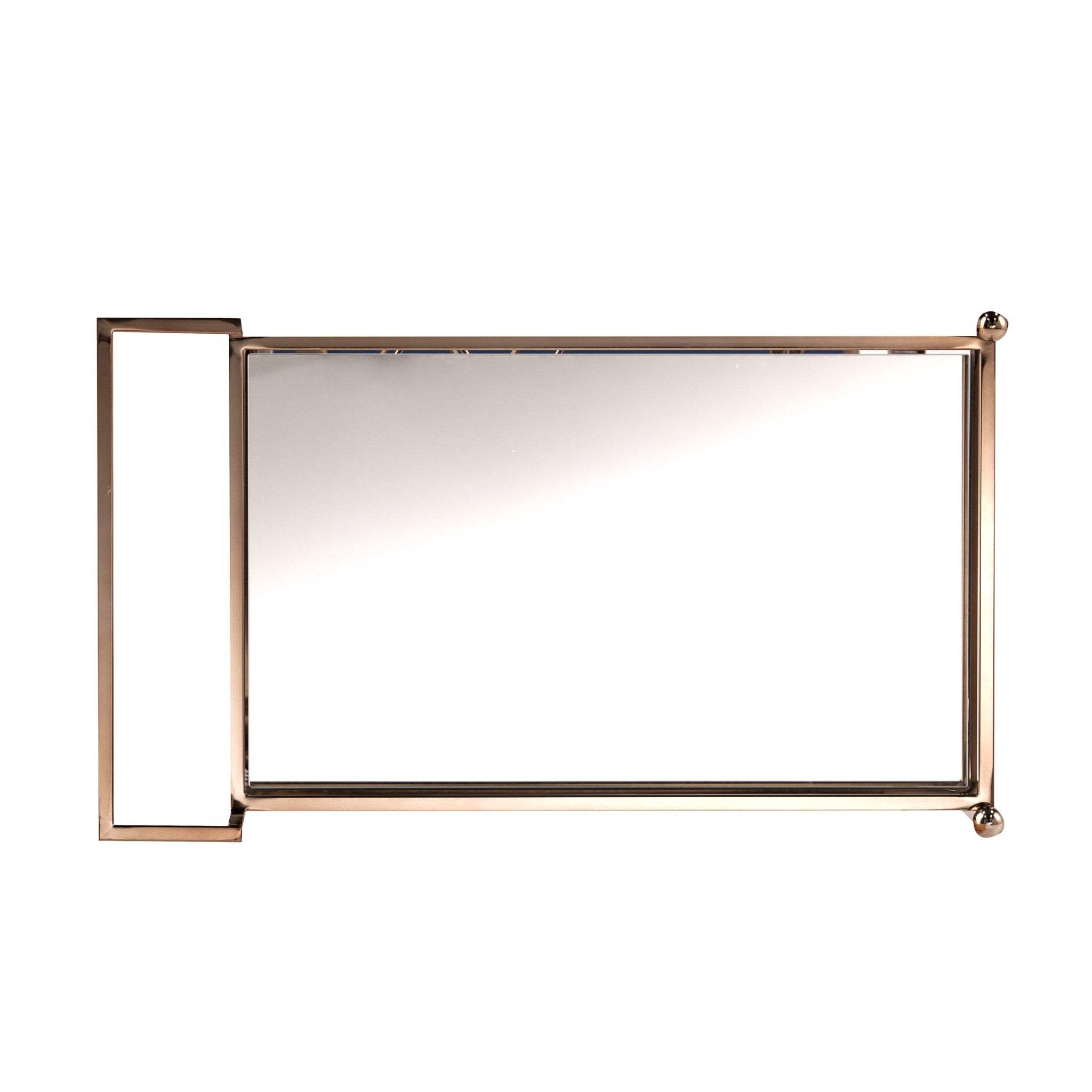 Champagne Metal And Mirrored Glass Rolling Bar Cart With Wine Storage - Homeroots - Flyclothing LLC