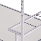 Silver Metal And Mirrored Glass Rolling Bar Cart With Wine Storage - Homeroots - Flyclothing LLC
