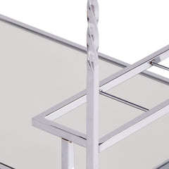 Silver Metal And Mirrored Glass Rolling Bar Cart With Wine Storage - Homeroots