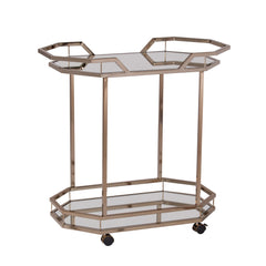 Champagne Iron And Mirrored Glass Rolling Bar Cart