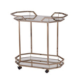 Champagne Iron And Mirrored Glass Rolling Bar Cart - Homeroots - Flyclothing LLC