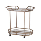 Champagne Iron And Mirrored Glass Rolling Bar Cart - Homeroots