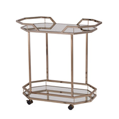 Champagne Iron And Mirrored Glass Rolling Bar Cart