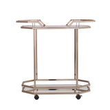 Champagne Iron And Mirrored Glass Rolling Bar Cart - Homeroots