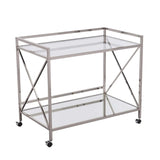 Silver Metal And Mirrored Glass Bar Cart - Homeroots