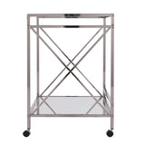 Silver Metal And Mirrored Glass Bar Cart - Homeroots