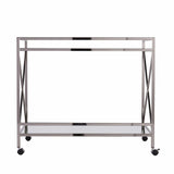 Silver Metal And Mirrored Glass Bar Cart - Homeroots - Flyclothing LLC