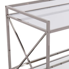 Silver Metal And Mirrored Glass Bar Cart - Homeroots
