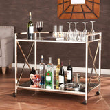 Gold Metal And Glass Rolling Bar Cart - Homeroots - Flyclothing LLC