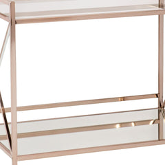 Gold Metal And Glass Rolling Bar Cart - Homeroots