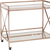 Gold Metal And Glass Rolling Bar Cart - Homeroots